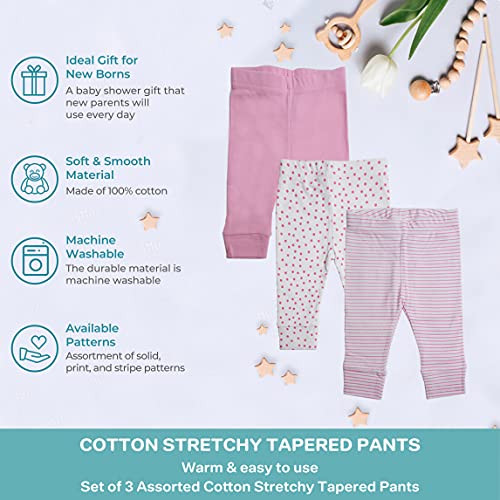 Spasilk Baby Cotton Pants for Newborns and Infants, Tapered, 3 Pack2