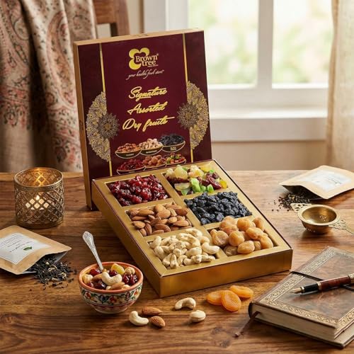 Image of Browntree Signature 6P-210g | Almonds, Cashews, Black Raisins, Dry Apricots, Cranberries, Mixed Fruits | Fresh & Healthy Dry Fruits and Nuts | Perfect Gifts, Festivals & Corporate Hampers | Unique Gifts for all Celebration