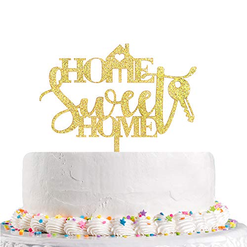 Home Sweet Home Cake Topper,Gold Glitter Welcome Home,Housewarming,New Home Party Decoration Supplies(Acrylic)
