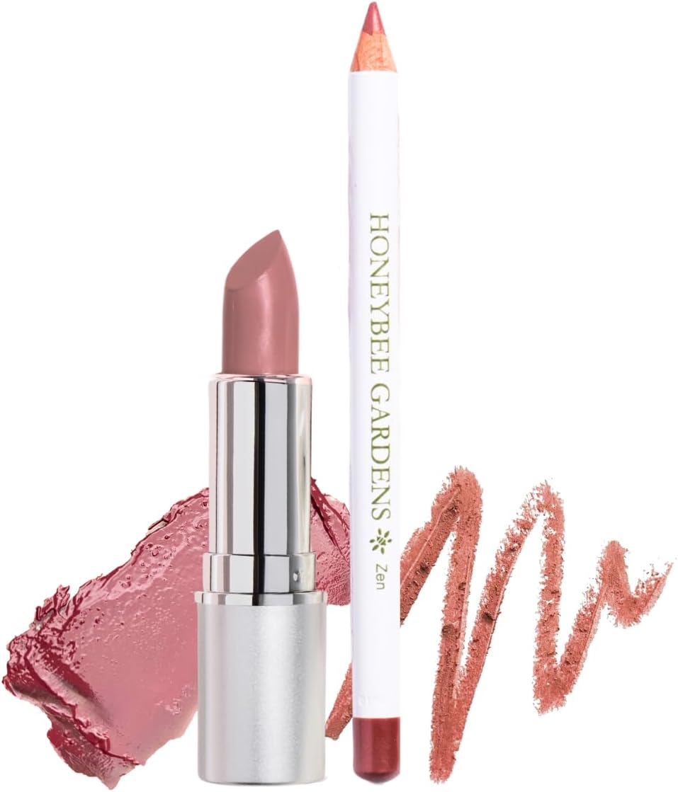Honeybee Gardens Lip Liner + Lipstick Bundle, Zen & Heirloom