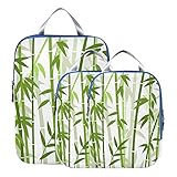 Ligero Accesorios de viaje Hierba de bambú chino o japonés Papel tapiz oriental Accesorios de viaje Cubos de embalaje expandibles para viajes Para equipaje de mano, viajes (juego de 3)