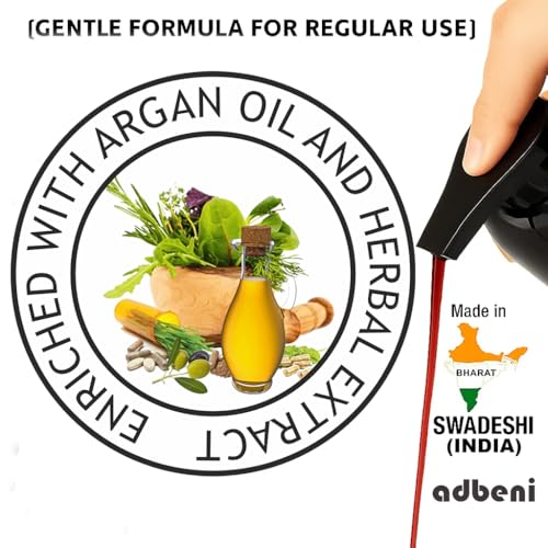 Image of Adbeni Darkest Brown Hair Color Shampoo 400ml with Conditioner | Ammonia & Paraben Free, No Harsh PPD | 5 Min Grey Coverage | For Men & Women | With Argan Oil & Herbal Extract | 10 Pair Gloves