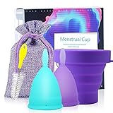 Copa Menstrual Íntima de Silicona Suave Flexible Duradera y Reutilizable de Grado Medicinal - Kit de Higiene Personal Femenino - Incluye 2 Copas Talla S y L con Esterilizador y Cepillo Limpiador