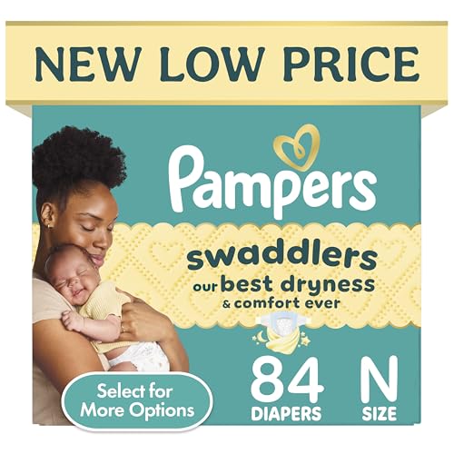 Pampers Swaddlers Diapers, Size 0 (up to 10 lbs), 84 Count, Hypoallergenic, Absorbent, Keeps Baby Dry and Comfortable, Skin Safe Disposable Newborn Baby Diaper