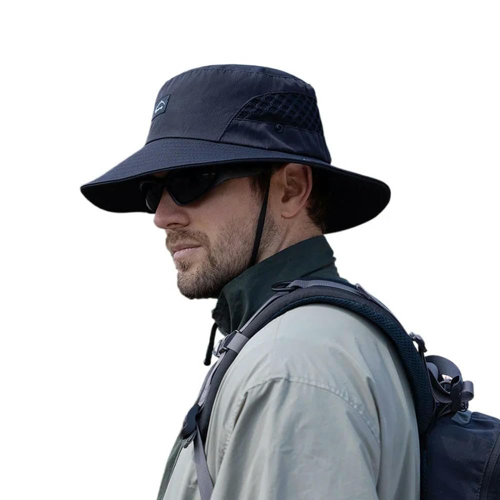 DYRBF Cappello da pescatore traspirante da uomo estivo da viaggio per pesca all'aperto berretto da arrampicata da uomo protezione solare UV cappelli da secchio a prova di sole