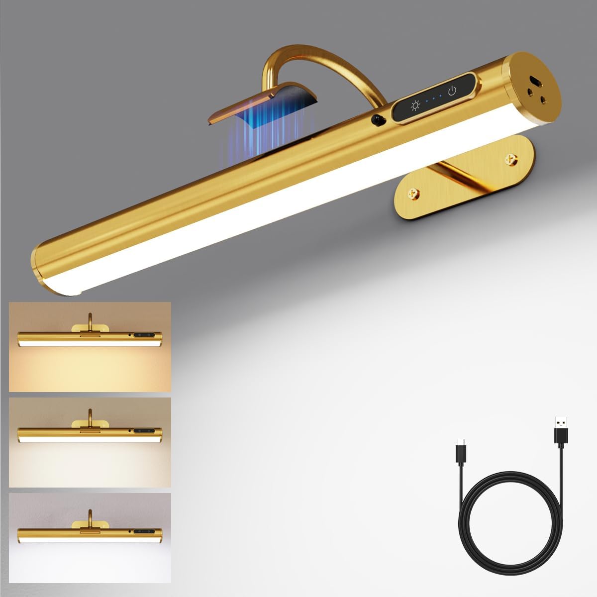 Motion Sensor Battery Operated Picture Light, Wireless Rechargeable Magnetic Art Wall Sconce with Remote Control, LED Picture Frame Lights for Paintings Mirror Portrait Gallery Dart Poster (Black)