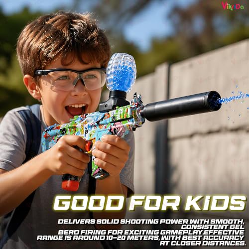 Image of VikriDA Automatic Gel Blaster Toy Gun for Kids with Gel Blaster Balls Rechargeable Battery Operated Outdoor Electric Target Game Toys for Boys Age 6 Year Above Birthday Gift