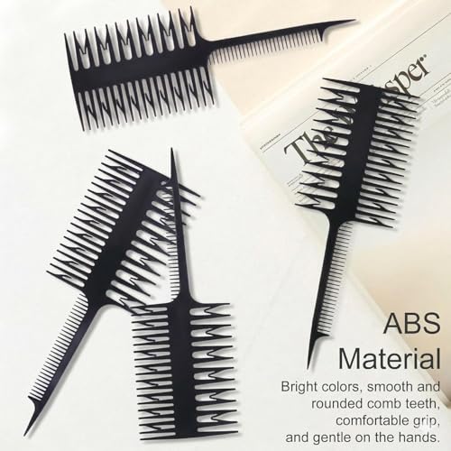 Image of Keli 3 in 1 Double Sided Multifunctional Highlighting Comb for Hair Coloring, Professional Hair Highlight Brush for Sectioning, Dyeing, Styling, Detangling & Cutting Tool with Rat Tail for Men & Women
