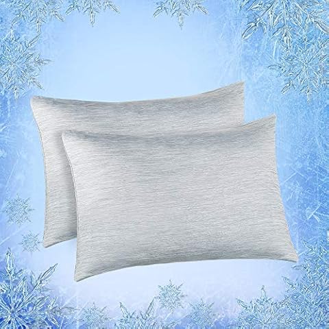 Elegear Cooling Pillow Cases, 2 Pack Summer Pillowcases for Hot Sleeping and Night Sweats, Arc-Chill Q-Max 0.43 Cooling Fiber, Anti Allergy Breathable Cold Soft Pillowcase Hidden Zipper - 50x75cm Gray Cover