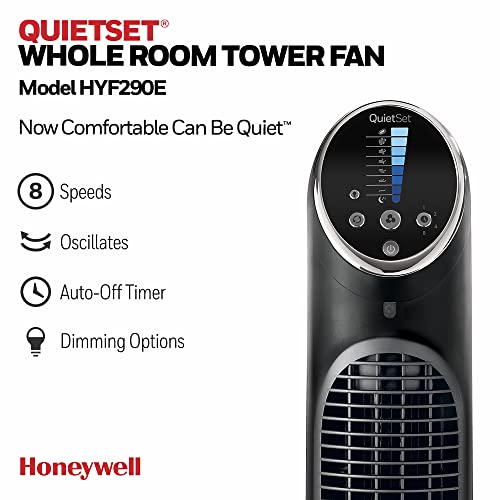 Honeywell QuietSet Tower (8 Geschwindigkeitseinstellungen, Oszillation 80°, Timer-Funktion, Fernbedienung, Dimmoptionen) HYF290 2