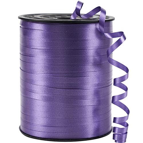 Image of Purple Curling Ribbon by PartyWoo, 500 Yards, Dark Purple, Solid Color, Ideal for Gift Wrapping, Balloons, Crafts, Flowers (1 Roll)
