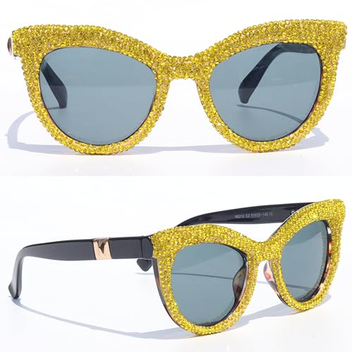 ICARA Cat Eye bling rhinestone Sun Glasses Retro Cateye Diamond Sunglasses for Women UV400 Protection 5