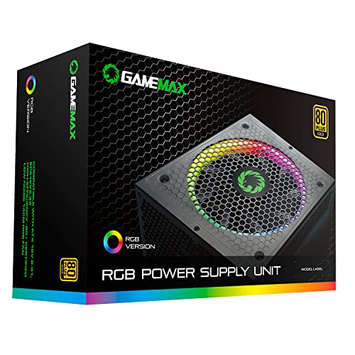 GameMax RGB 550W Modular 80 Plus Gold Power Supply with 14cm RGB Fan - Black - Image 18