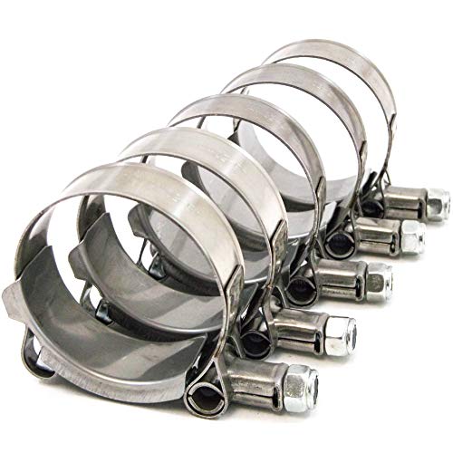 5X Premium 304 Stainless Steel T-Bolt Turbo Silicone Hose Clamp 1.75 Inches 45-50Mm #TOP1