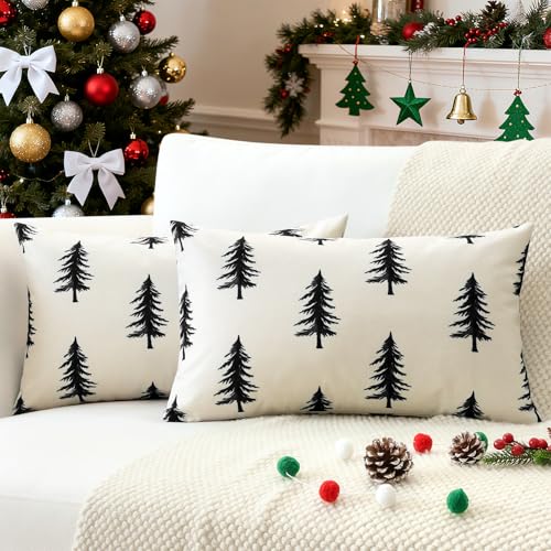 Kissenhülle 40X60 Weihnachten 21 JOTOM 2er Set Weihnachten Kissenbezüge, Dekorative Weihnachtsbaum...