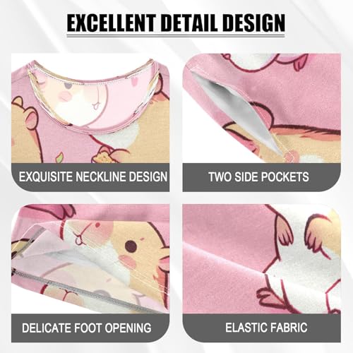 Pajama Sets Short Sleeve Kawaii Capybara Pink Cartoon Soft Cotton Summer Sleepwear 2 Piece PJS Size 5-14T3