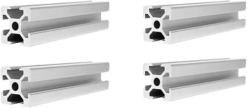 Mssoomm Paquete de 4 perfiles de extrusión de aluminio 2020, longitud de 9.84 pulgadas 9.843in, plata, 0.787 x 0.787in, 20 series T tipo T, ranura