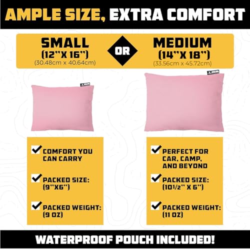 Image of Wise Owl Outfitters Camping Pillow - Memory Foam Travel Pillow for Airplane Sleeping, Hiking, Backpacking & Outdoor Use - Small & Portable for Adults, Car, Camp & Tent