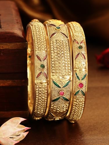 Image of Rubans Bangles Set Gold Plated Traditional Ethnic Stylish Trendy Jewellery Gift for Women & Girls
