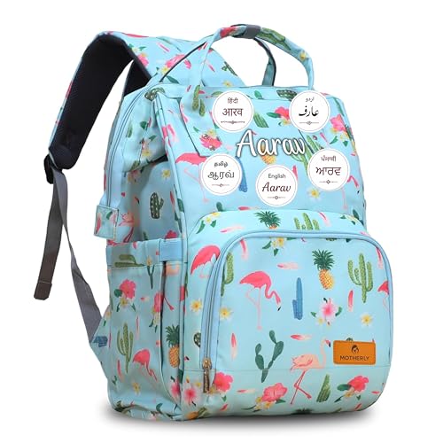 Image of Motherly Patented Diaper Bag Backpack for Moms | Waterproof Baby Travel & Maternity Bag | Spacious Nappy Bag with Insulated Bottle Pockets & Warranty (Floral Series)