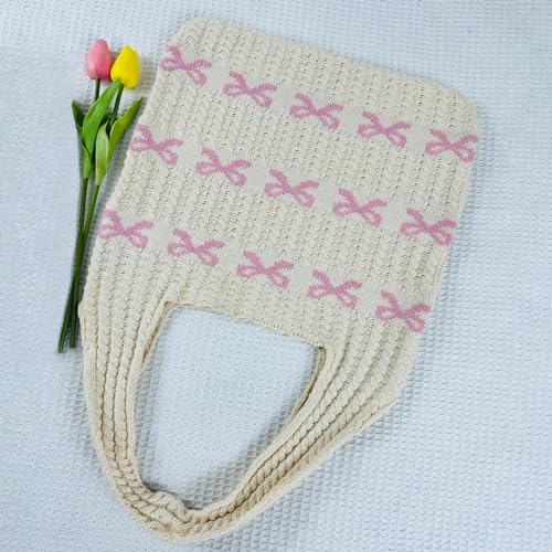 Image of Ovida Crochet Tote Bag Mesh Beach Bag Fairycore Hobo Bag Fairy Grunge Aesthetic Shoulder Bag Y2k Purse for Women Girls