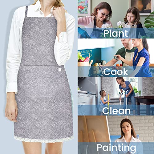 Grembiuli da Cucina 100% Cotone per Ristorante Caffetteria, Grembiuli Pettorina da Chef per Donna con Tasca, Grembiule Cuoco, Chef Bib Aprons for Women, Grembiule da Forno per Casa - immagine 6