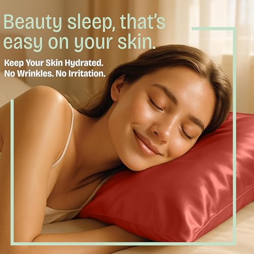 Image of BLISSFORD Satin Pillowcase with Zipper, for Hair and Skin Care, Feels Soft and Cool Like a Silk Pillowcase, Satin Pillow Cases 2 Pack, Slik Pillow Cover, Rust - Standard Size, Set of 2
