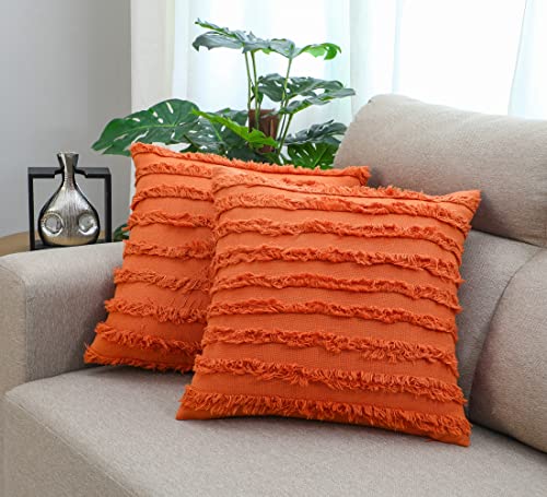 Image of mosey 12x20 Cushion Covers Set of 2 | 100% Cotton Rectangle Cushion Covers for Sofa, Bed | Boho Rectangular Shape Cushion Covers 12 inch x 20 inch | Orange