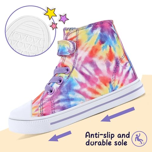 Image of K KomForme Toddler High Top Sneakers Canvas Shoes with Hook and Loops | Lightweight, Breathable