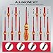 1000V Insulated Electrician Screwdriver Set - 13-Piece Professional Electrical Screwdriver Set Insulation Handle CRV Steel Magnetic Phillips Slotted Pozi Torx Tips VDE & GS Certified