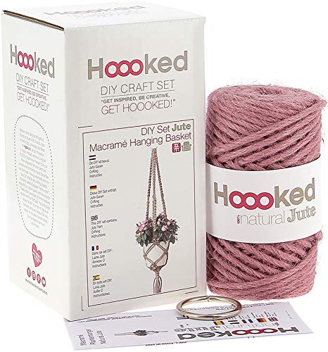 DIY Kit Macrame Hanging Basket Jute Tea Rose