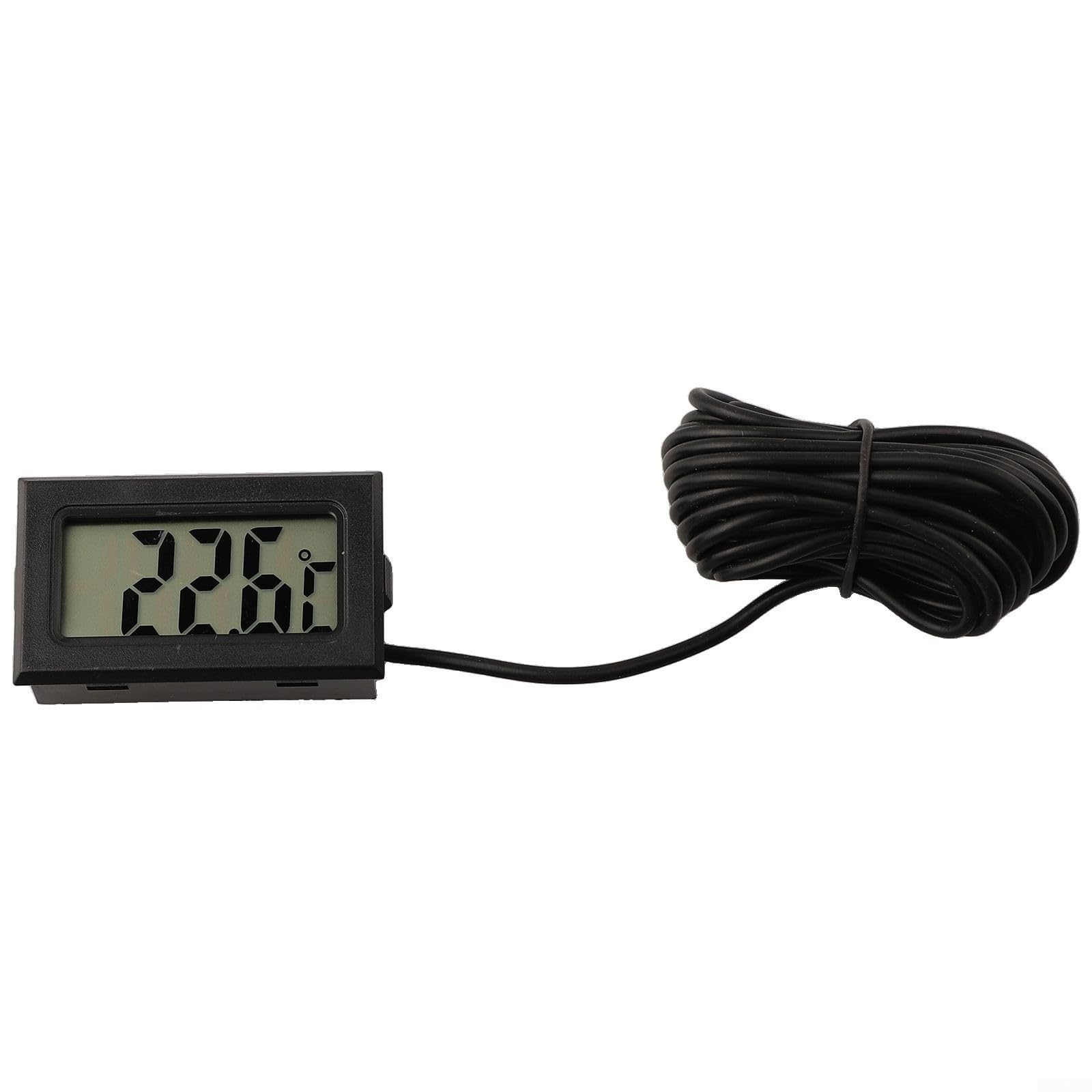 Momfin Digital Thermometer with Probe -50 to 110°C LCD Display Waterproof Sensor for Aquarium Terrarium Garden Black Cable 1m 2m 3m 5m
