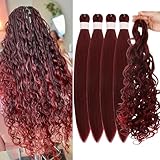 Burgundy Braiding Hair for Boho Braids Synthetic Boho Hair for Braiding 900# Red Ocean Wave Boho Braids