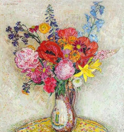 Pintar por números juego DIY de óleo sobre lienzo con jarrón de flores para adultos