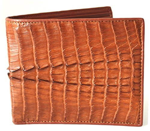 Authentic M Crocodile Skin Men's Bifold Crocodile Tail Skin Leather Tan Wallet - Image 3