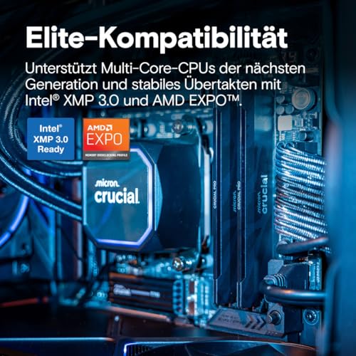 Crucial Pro DDR5 RAM 32GB Kit (2x16GB) 6400MHz CL32, Gaming PC Arbeitsspeicher, Intel XMP 3.0 / AMD Expo, Schwarz - CP2K16G64C32U5B