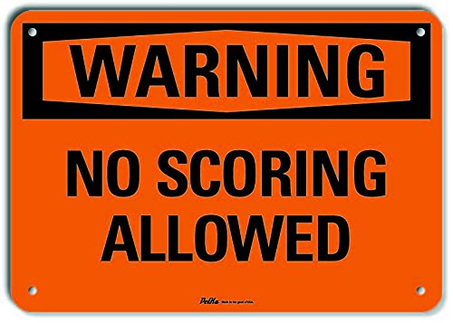 Panneau aluminium No Scoring Allowed 25,4x17,8 cm pour signalétique extérieure