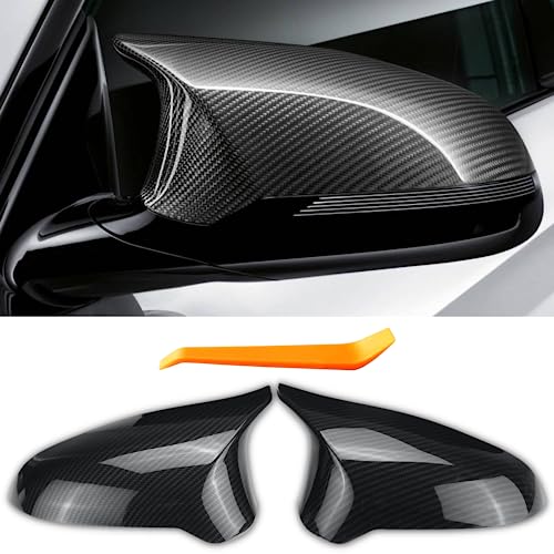 Qlhshop M Sport Side Carbon Fiber Mirror Cover Caps Replacement for 2014-2019 BMW M4/F82 F83 M3/F80 M2/F87 Accessories Exterior Trim Body Parts Tuning, 1Pair (Left-Right)
