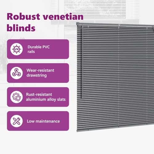 Persianas venecianas vidaXL gris oscuro 130x120 cm de aluminio ajustable para el hogar 5