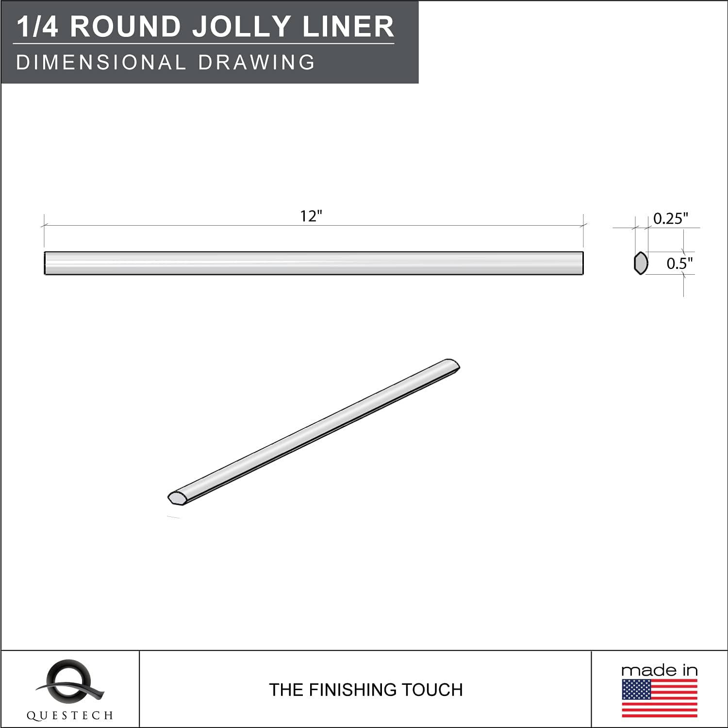 Exclusive Discount 🔥 Questech Quarter Round Tile Liner, 1/2 x 12 inch Jolly Tile Edge Trim, Brushed Nickel Matte Metal Finish, 12 Pack