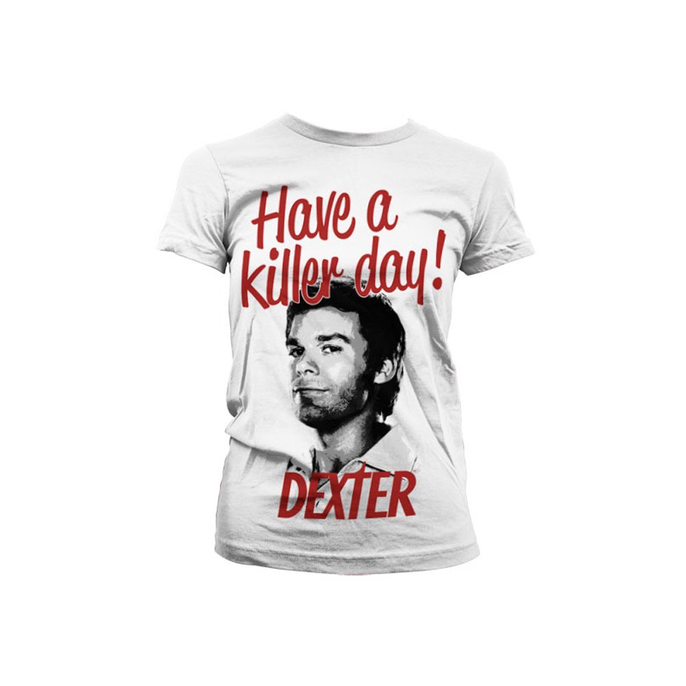 Acen Merchandise Women's White Dexter Officially Licensed Merchandise Have A Killer Day! T-Shirt (White), XX-Large