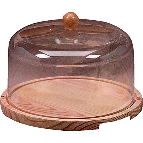 QUESERA BASE DE MADERA CON CAMPANA DE PLÁSTICO CON POMO DE MADERA