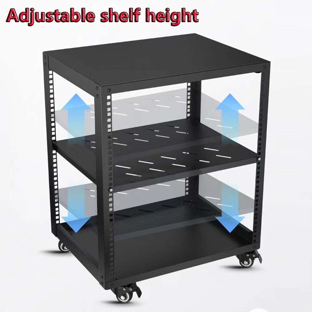 Support audio HiFi réglable en métal avec roulettes pour composants multimédias AV - Rangement de matériel audio mobile (H81,8 cm)