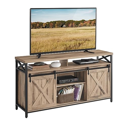 VASAGLE TV Stand for 65 Inch TV, Entertainment Center, TV Table and Console, TV Cabinet with Adjustable Shelves, Industrial Design, Rustic Brown and Black ULTV071B01 Rustic Brown + Black