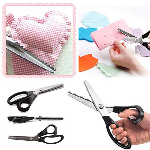 Serrated Scalloped Edge Pinking Shears, Multifunction Stainless Steel Shears Tailor Scissors, Professional Zig-Zag Cut Scissors, Sewing Craft Paper Clothing Fabric Cut for Home(Scalloped, 7mm)