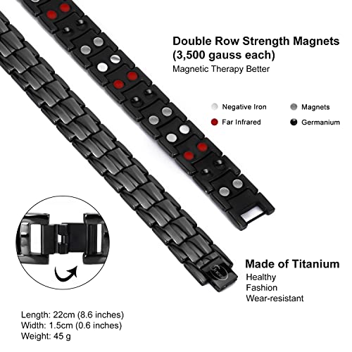 JEROOT Magnetarmband,Reines Titan-Power Herren Magnetische Armbänder für Arthritis Verschluss Armband Magnet Herren Gesundheit 4 Element Magnetarmband Energetix mit Einstellwerkzeug (3500 gauss) – Bild 3