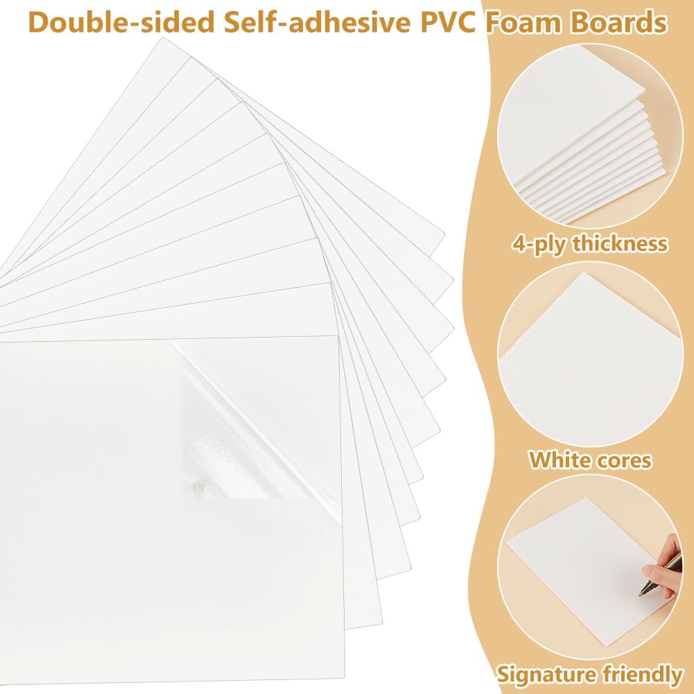 UNICRAFTALE 10 PVC Sheet PVC Self Stick Mounting Board White Picture Frame Backing Board for Cross Rectangle Photo Frame Backing for Presentations School Office & Art Projects 5x6.97x0.06Inch