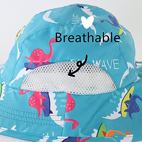 Vimfashi Baby Boys Outdoor Wide Brim Sun Protection Uv Hat With Windproof Chin-Strap Dinosaur 6-12M #TOP1