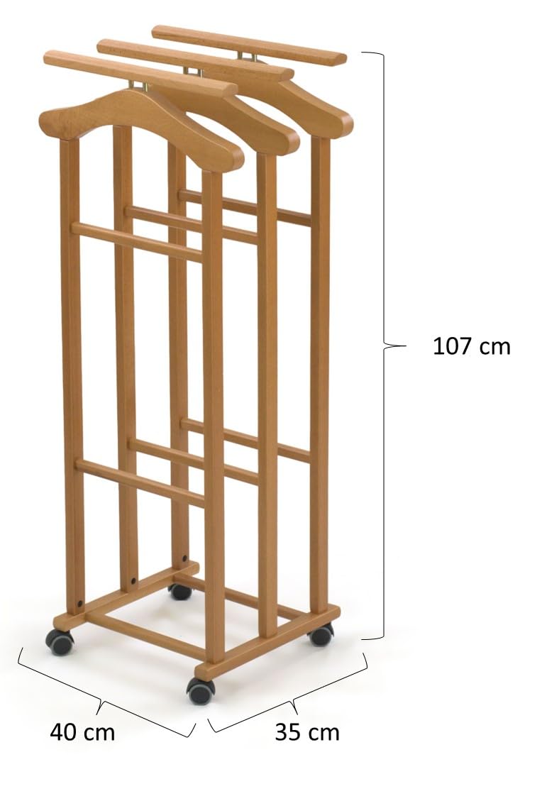Arredamenti Italia Indossatore per camera da letto TRIELLO, Legno - 3 appendini e 3 portapantaloni - Finitura Ciliegio - Ar-It il cuore del legno