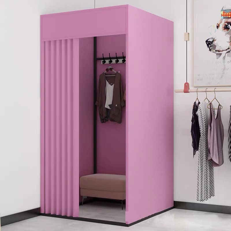 YYDSWTWPrivacy Protection Partition Fitting Room,Mobile Changing Room Partition Privacy Protection Cloakroom Room Divider Partitions With Curtains And Square Office Changing Rooms-L85xW85xH200CM-H